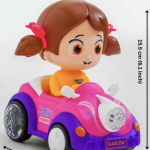 Battery Operated Girl Doll Activity Play Center Toy 360 Degree Rotating with Flashing Lights and Car Toy