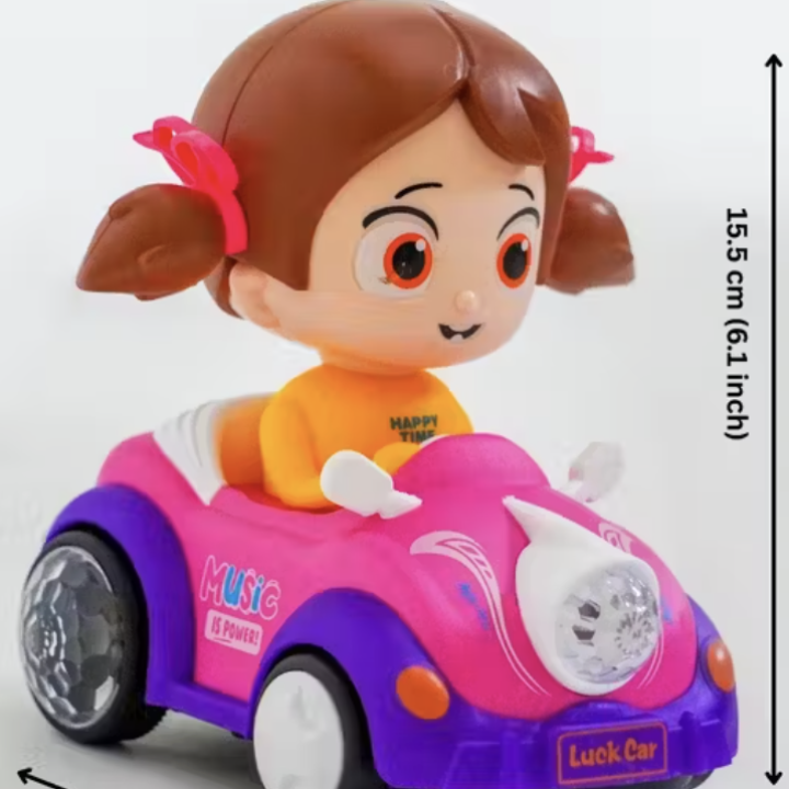 Battery Operated Girl Doll Activity Play Center Toy 360 Degree Rotating with Flashing Lights and Car Toy