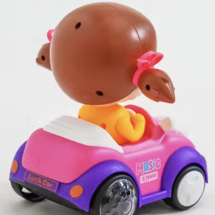 Battery Operated Girl Doll Activity Play Center Toy 360 Degree Rotating with Flashing Lights and Car Toy
